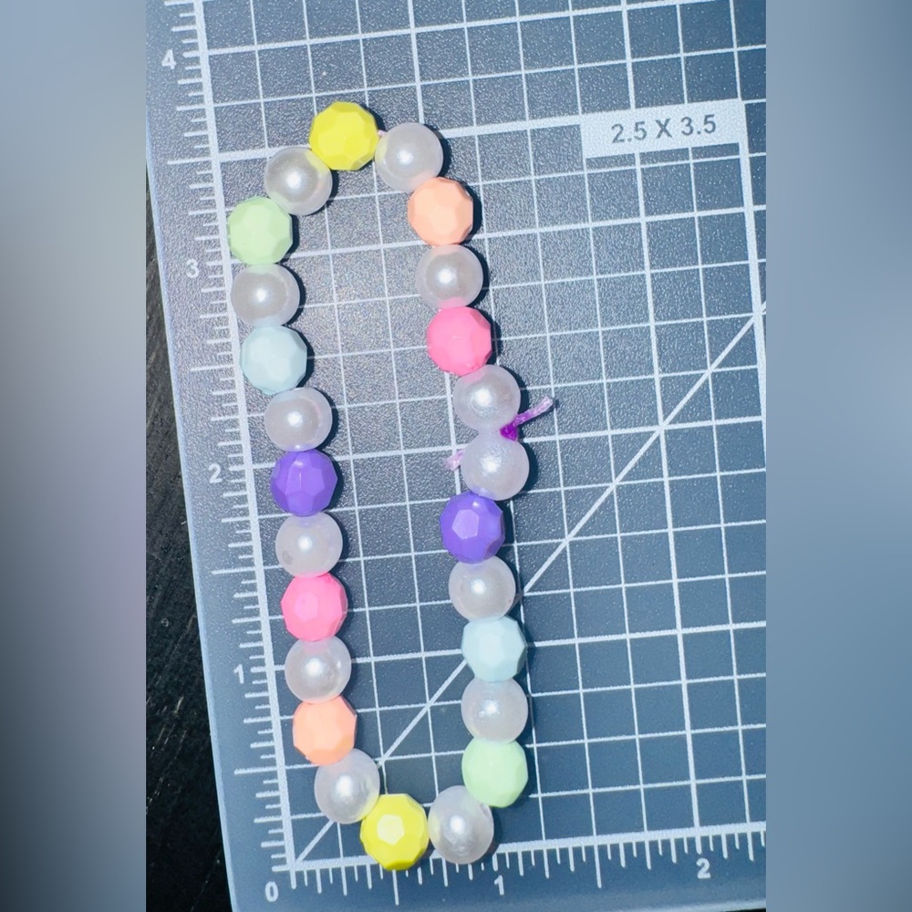Handmade String Pearl and Pastel Bead Bracelet Anklet - No Stretch
